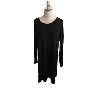 Avec Les Filles T-Shirt Dress Women's Size Large Black Long Sleeve